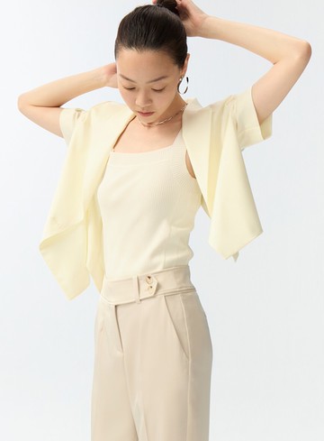 不對稱短袖西裝外套