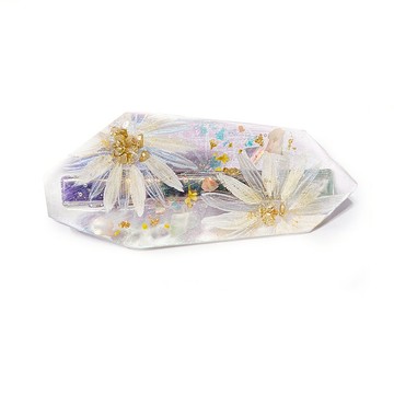 日本樹脂人魚光壓克力顏料手繪花朵髮夾