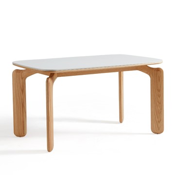 hoi!林氏木業知遇奶油風橡木岩板1.4M餐桌 LS384