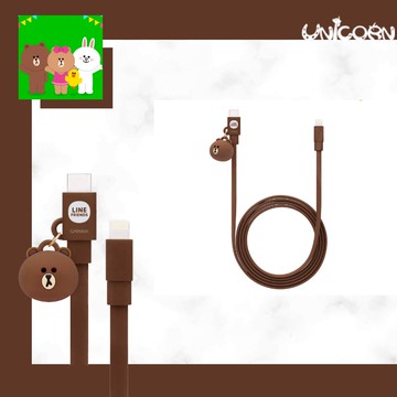 MFI認證-正版Line Friends熊大 PD快充傳輸充電線 Type-c to Lightning iPhone蘋果數據線 傳輸線 快充線【AS1100107】Unicorn