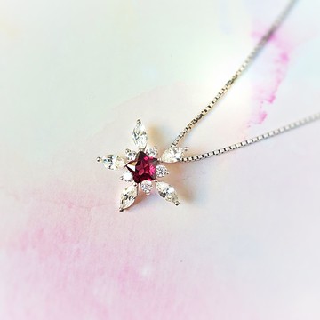 Dear My Friend 星星花玫瑰榴石純銀吊墜