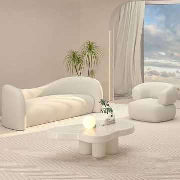 【台灣公司 可打統編】免運 沙發 創意沙發 北歐奶油風沙發小戶型客廳輕奢弧形沙發美容院異形沙發網紅侘寂風 可開發票 全館六折 工廠現貨直銷 新品特價 c9241