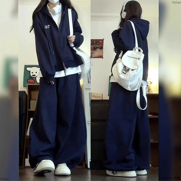 秋冬韓版東大門時尚運動衣服女套裝寬鬆休閒衛衣連帽跑步服兩件套