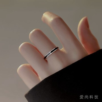 黑色素圈戒指女 ins小衆設計感 開口可調節指環 學生閨蜜輕奢食指戒