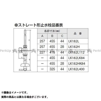 正規品／ケーブイケー LK182L112 ストレート止水栓ステンレス給水管