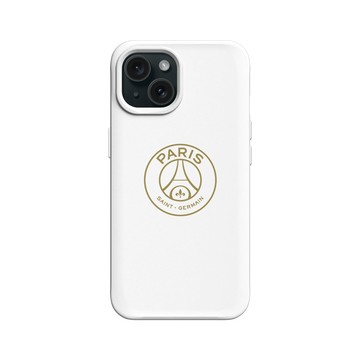 iPhone 15 SolidX 白 - PSG - PSG Logo Gold (lines) 簍空