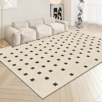 【優選百貨】法式地毯客廳侘寂風北歐極簡輕奢地毯臥室高級現代簡約棋盤格地毯