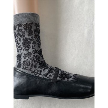 日式皆川明風格小眾輕奢女士浮雕花卉中筒襪子珍珠絨絲混紡森系襪