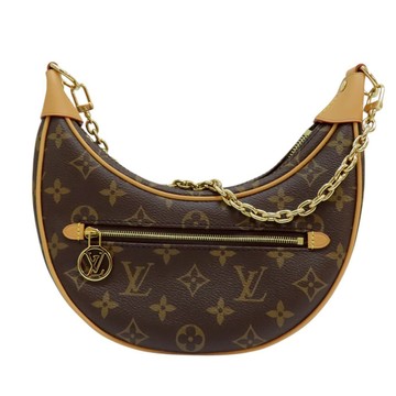【二手名牌BRAND OFF】LOUIS VUITTON LV 路易威登 棕色 原花 PVC塗層帆布 Loop 兩用包 彎月包 M81098