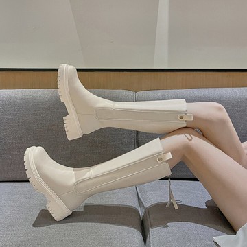 馬丁騎士靴女顯瘦不過膝2021年秋季新款百搭厚底小個子長筒單靴潮