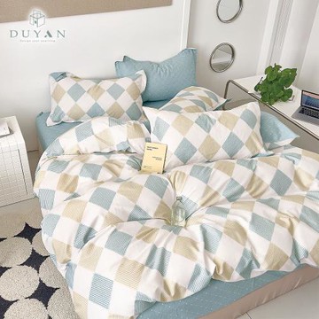 【DUYAN 竹漾】精梳純棉四件式被套床包組 沐夏泳池 台灣製(加大)