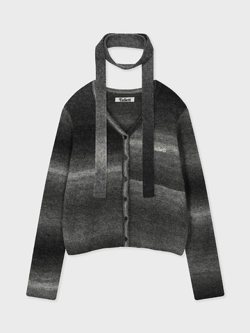 Gradient Stripe Knit Cardigan [Charcoal]