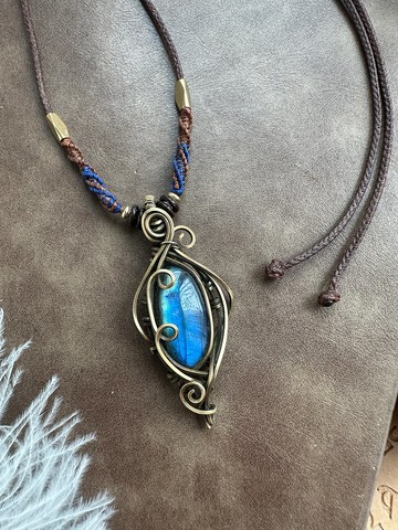 WW317 全手工編織 繞銅線復古做舊 wire wrap 拉長石吊咀