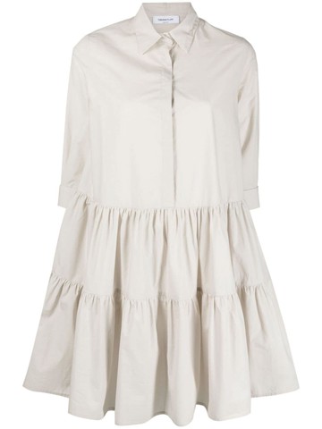 Fabiana Filippi - tiered cotton shirt dress - women - Eco Brass/Cotton - 40 - Pink