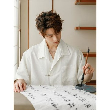 CHICERRO西西里男裝夏季男士訂婚衣服新中式襯衣國風短袖襯衫上衣
