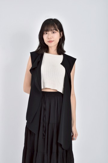 加購優惠(M) 質感無袖黑色外套