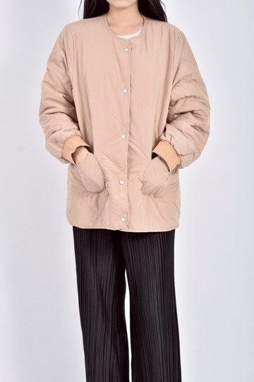 (L) dailo質感長袖圓領棕色外套