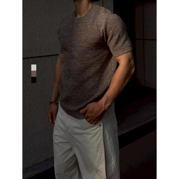 【1atm】空間-透氣Tshirt 類針織 親膚 柔軟 舒適 合身版型 俐落 顯壯 輕盈 透氣 不悶熱 短袖男
