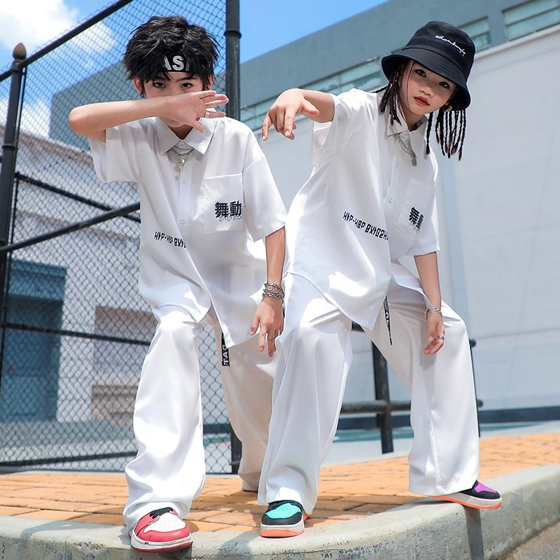 キッズダンス衣装 ヒップホップ セットアップ 原宿系 HIPHOP 女の子 男の子 子供服 白 シャツ パンツ ジャズダンス 体操服 練習着 団体服  男女兼用 通販 LINEポイント最大0.5%GET | LINEショッピング