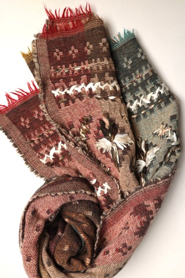 【聖誕禮物】喀什米爾水煮羊毛手工圍巾披肩露營蓋毯咖啡色彩虹