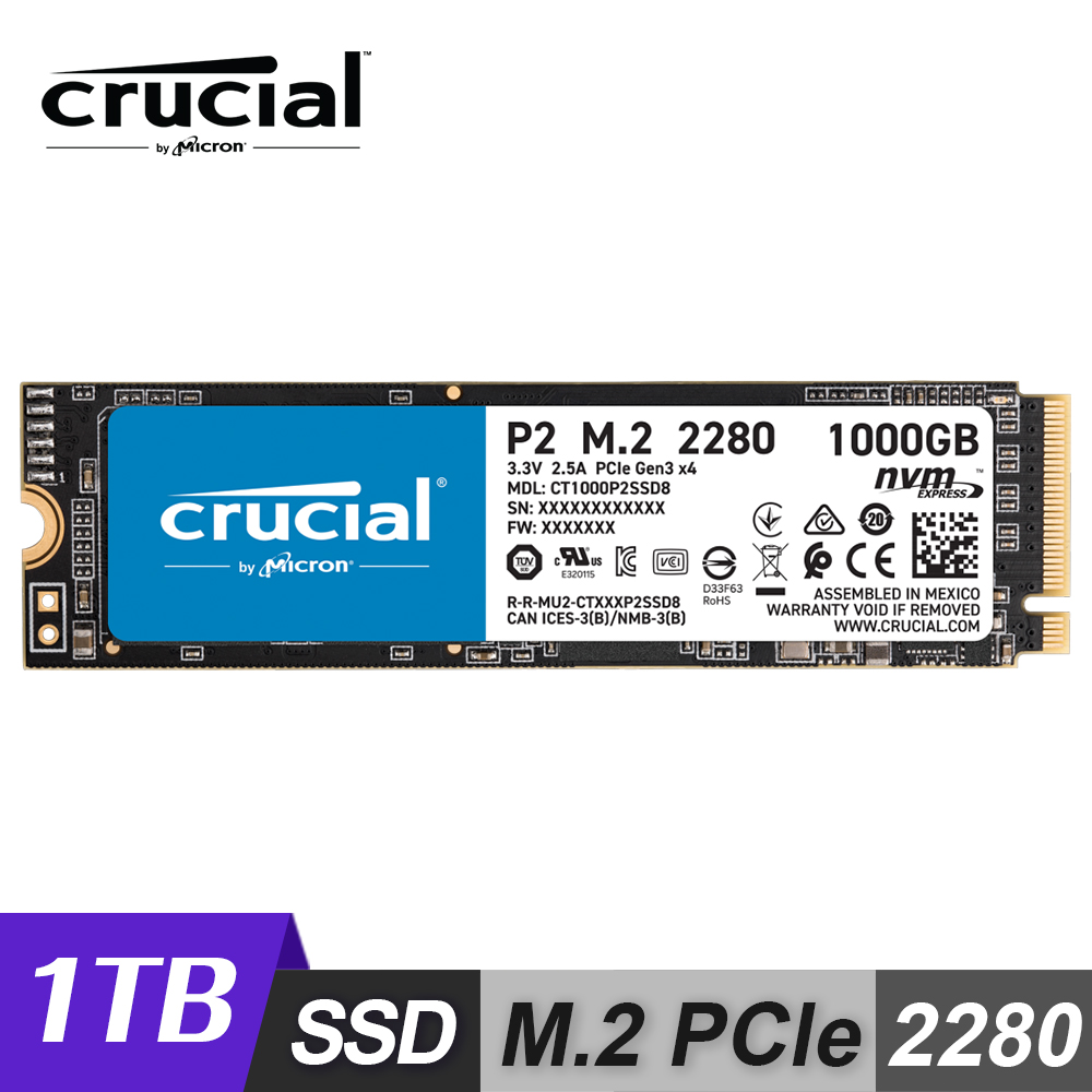 Micron 美光】Crucial P2 1TB PCIe M.2 SSD 固態硬碟推薦| 遠傳friDay