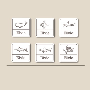 姓名貼紙 耐高溫 防水姓名貼 方形 海洋動物系