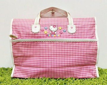 【震撼精品百貨】Hello Kitty 凱蒂貓 日本三麗鷗 kitty 手提袋/側背袋-粉格#84296 震撼日式精品百貨