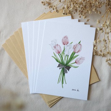 暖意花束 / 手繪明信片萬用卡 ( 五入組 )