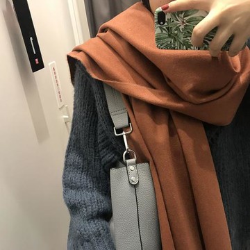 貼標訂單/非市場貨/ sky秋冬季韓版百搭加厚兩用流蘇純色圍巾女冬