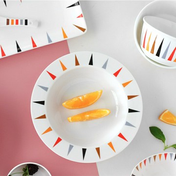 斑馬系列骨瓷餐具家用碗盤碟勺自選創意組合米飯碗菜盤子單品套裝