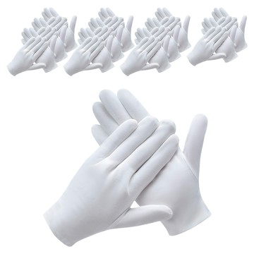 AHOYE 加厚純棉手套 男女通用 工作清潔保養適用  白色  12雙