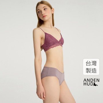 【Anden Hud】春日多巴胺．花邊中腰三角內褲(蒼蘭紫-蔥線蝴蝶結) 純棉台灣製