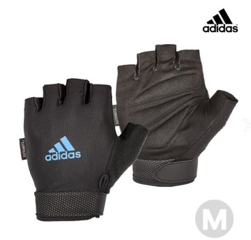 Adidas 可調式透氣短指訓練手套(藍)-M