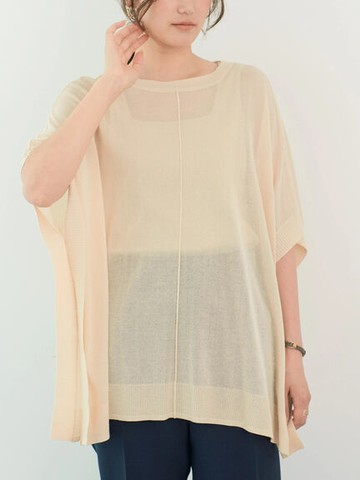 透膚針織側開衩斗篷上衣(6A36L2C0200) - Green Parks