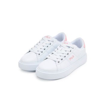 FILA官方直營 中性潮流復古休閒小白鞋-白/粉 4-C618Z-122