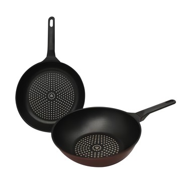 Kitchen-Art 平底鍋具 2件組  平底鍋28cm+深型平底鍋28cm  酒紅色  1組