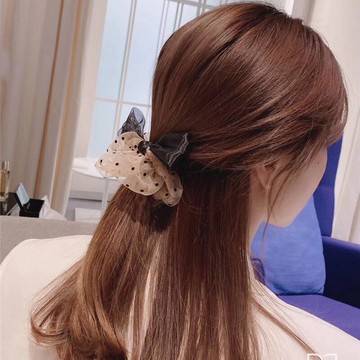 波點歐根紗蝴蝶結大腸發圈女ins扎頭發發繩肥腸頭繩網紅法式