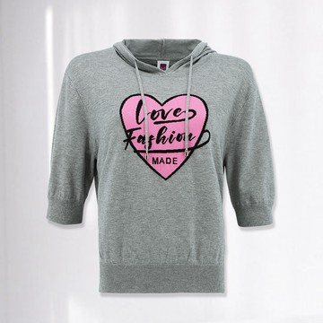 ILEY伊蕾 甜美愛心萊賽爾針織連帽上衣(灰色；M-XL)1241345005