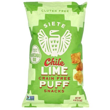 Siete, 無穀物膨化零食，辣椒酸橙，4 盎司（113 克）