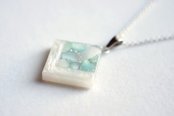 樹脂藝術 方形吊墜・夜色深處