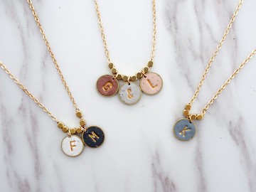 圓形特製英文字母名牌項鍊 客製化自訂字母 刻字情人節紀念頸鍊