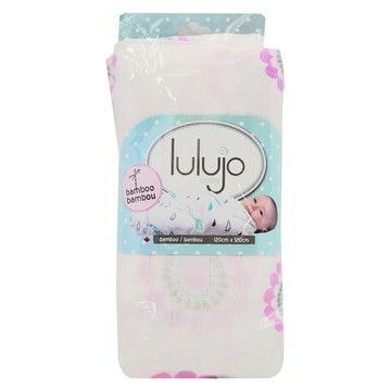 lulujo 竹纖維嬰兒包巾 柔軟透氣吸溼 120cm x 120cm  紫色小花