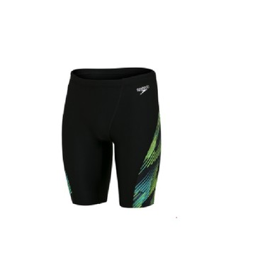 speedo Allover 男生款 競技及膝泳褲 黑/光電花紋