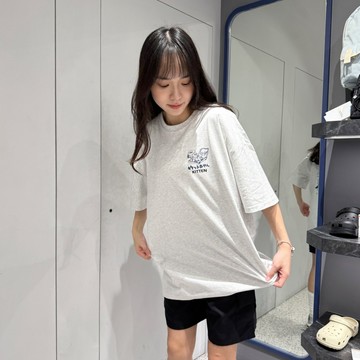【MasCool 】貓咪魚骨短袖 短T 短袖TEE 短踢 素踢 落肩 T恤 T-SHIRT 寬鬆