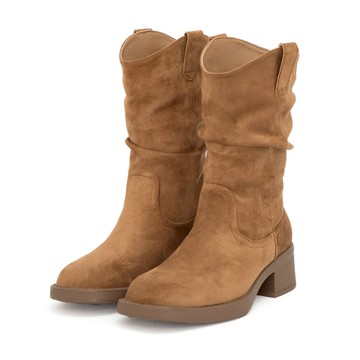 D+AF 嬉皮小V口抓皺西部堆堆靴