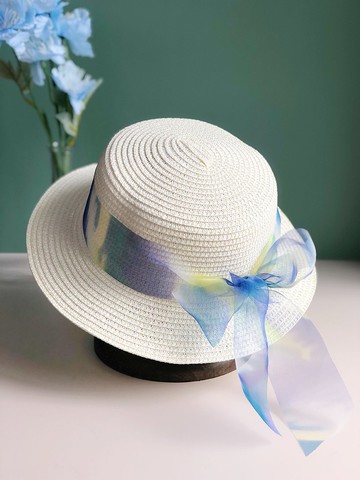 原創彩藍色蝴蝶結帽子