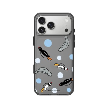 iPhone 17 Pro Max Clear (相機按鈕) 酷墨灰 - Pingu 企鵝家族 - 一起游泳