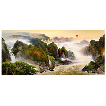 【御畫房】江山萬里 國家一級畫師手繪油畫60×120cm(VF-73)