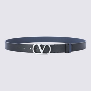 Valentino Garavani Black And Navy Leather Belt