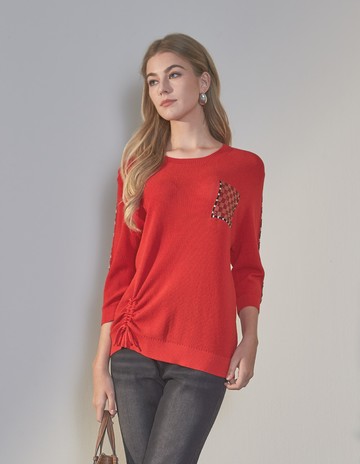 ★【喜芝梅】棋盤格口袋抽繩下擺格調上衣(兩色；F) 223713708